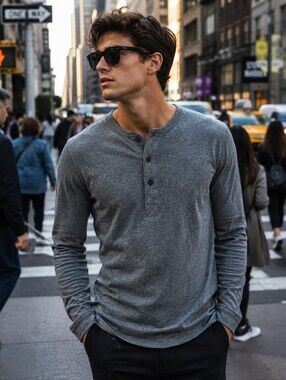 H&M Men's Casual Gray Button Down Shirt